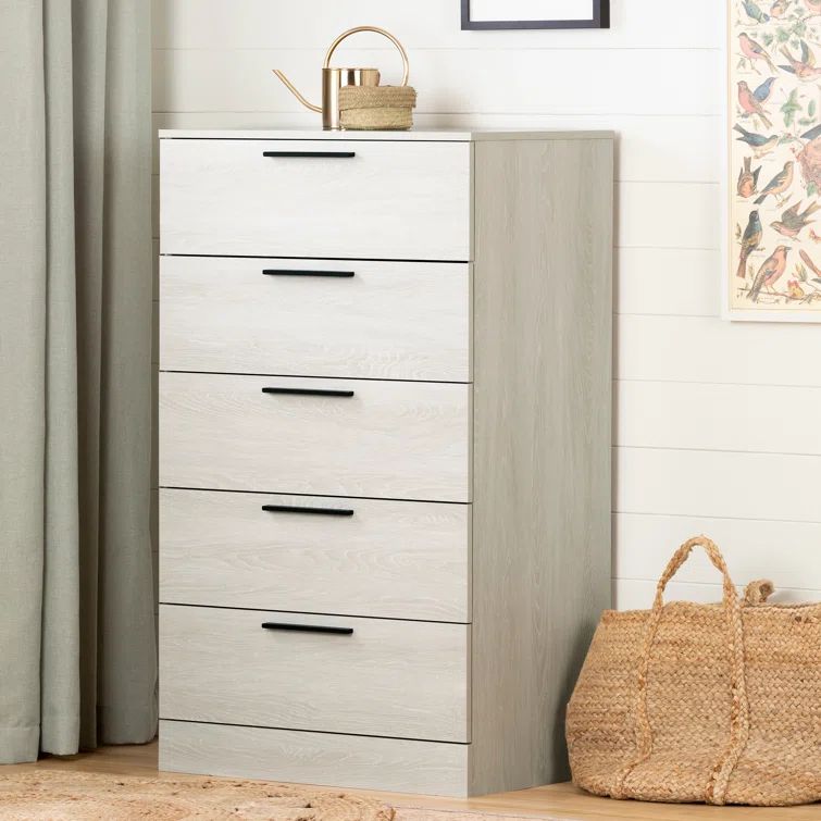 Winter Oak 5-Drawer Modern Tall Chest