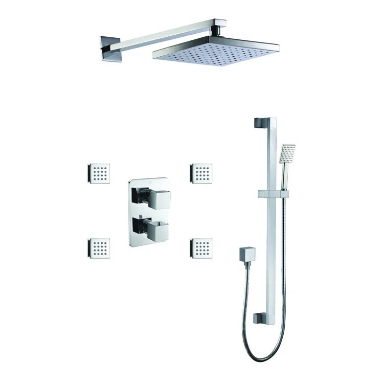 Polished Chrome Multi-Head Rain Shower System with Handheld