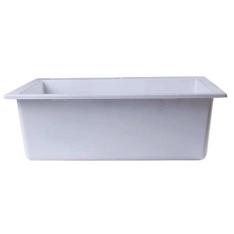 24" White Granite Composite Single Bowl Kitchen Sink