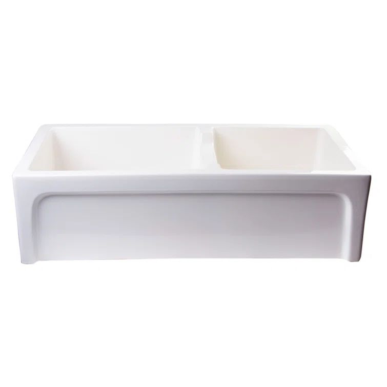 36'' Biscuit Fireclay Double Bowl Farmhouse Kitchen Sink