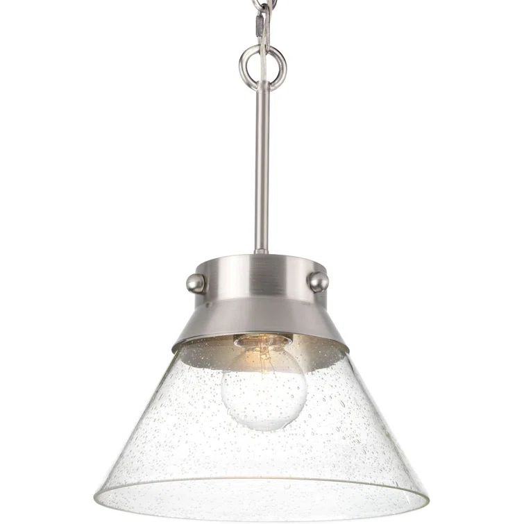 Coastal Nautical Brushed Nickel & Glass Convertible Ceiling Light