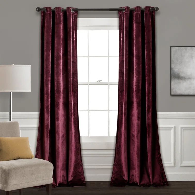 Prima Plum Velvet Room Darkening Curtain Pair