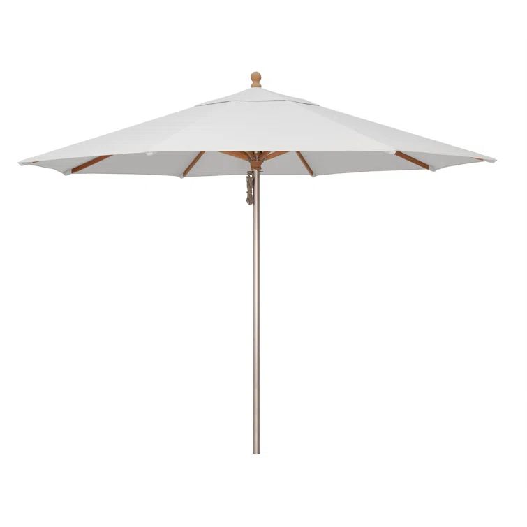 Natural Canvas 132'' Outdoor Aluminum and Wood Umbrella