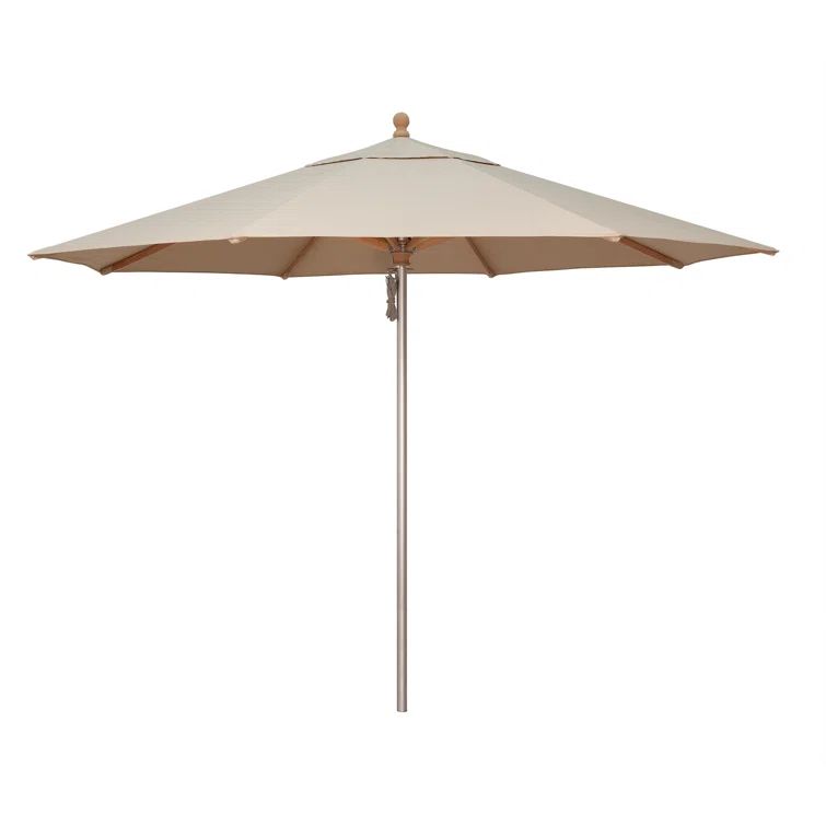 Antique Beige 132'' Aluminum and Hardwood Outdoor Umbrella