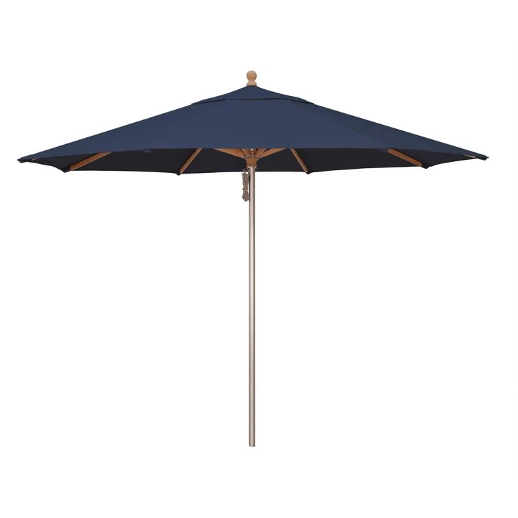 Navy Canvas 132'' Outdoor Umbrella with Aluminum and Wood Frame