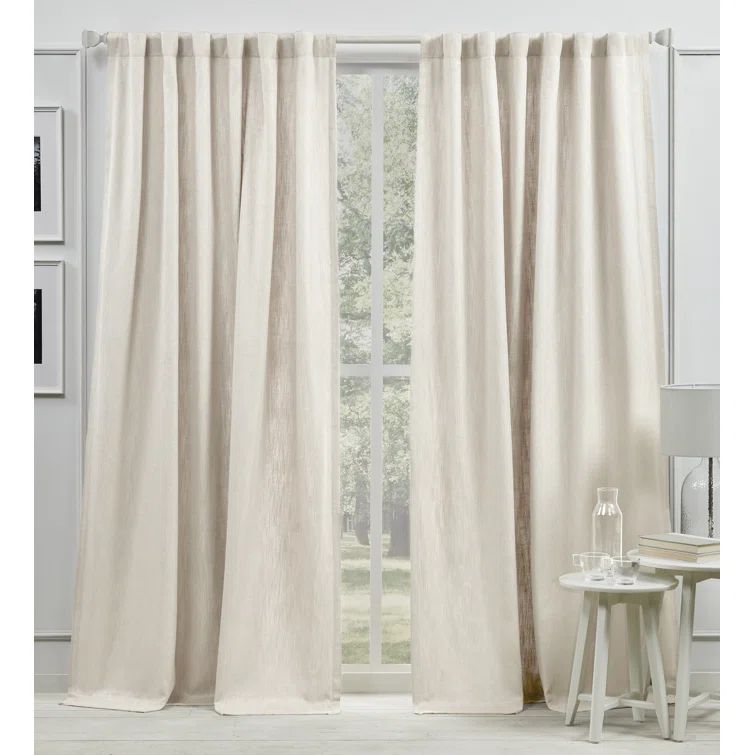 Ivory 108" Sheer Pleated Linen-Blend Window Panel