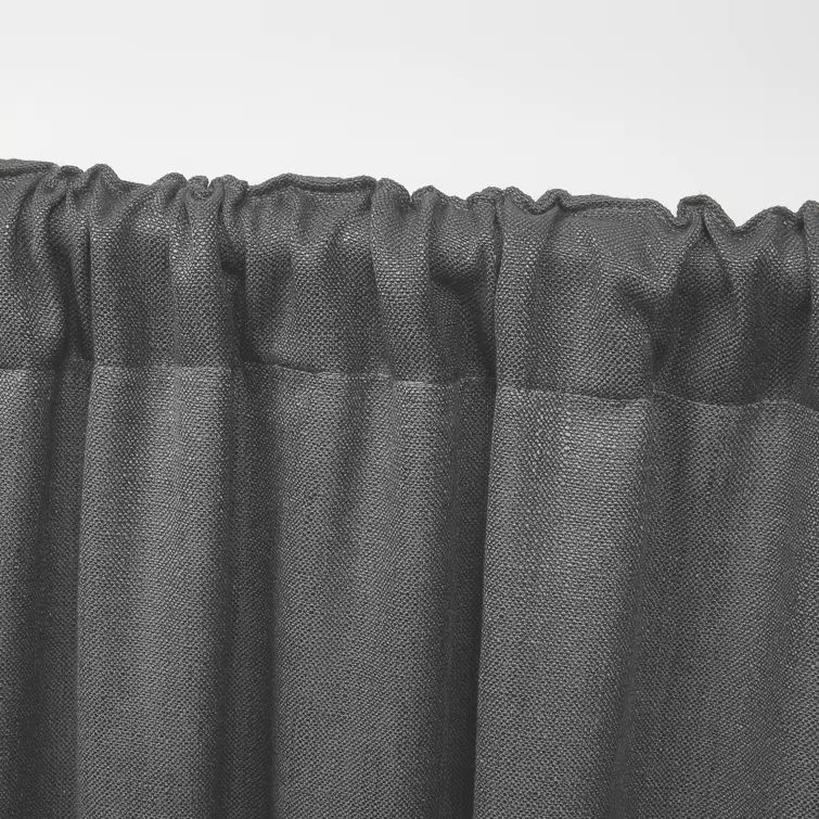 Gray Pleated Sheer Linen Blend Window Panel