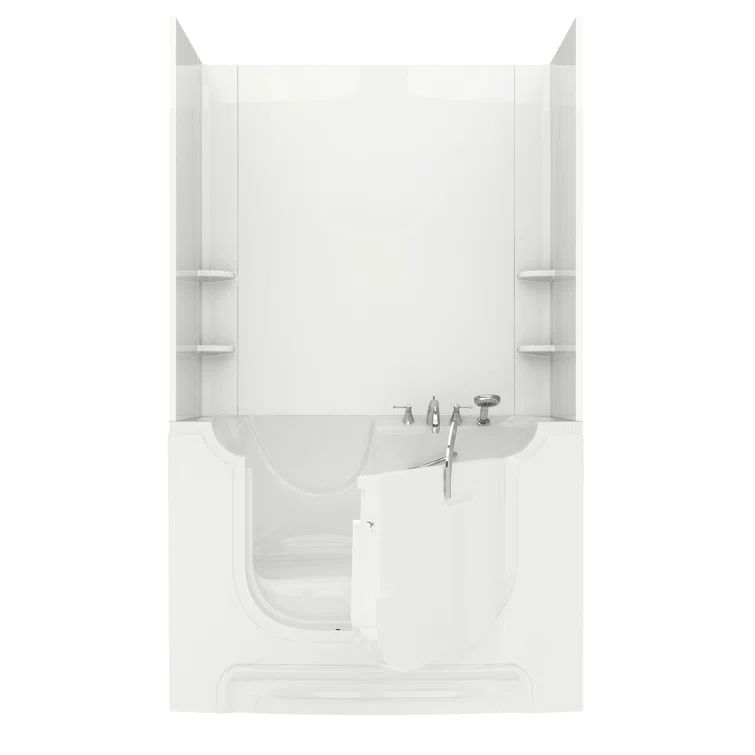 60'' x 30'' White Fiberglass Walk-in Bathtub with Faucet
