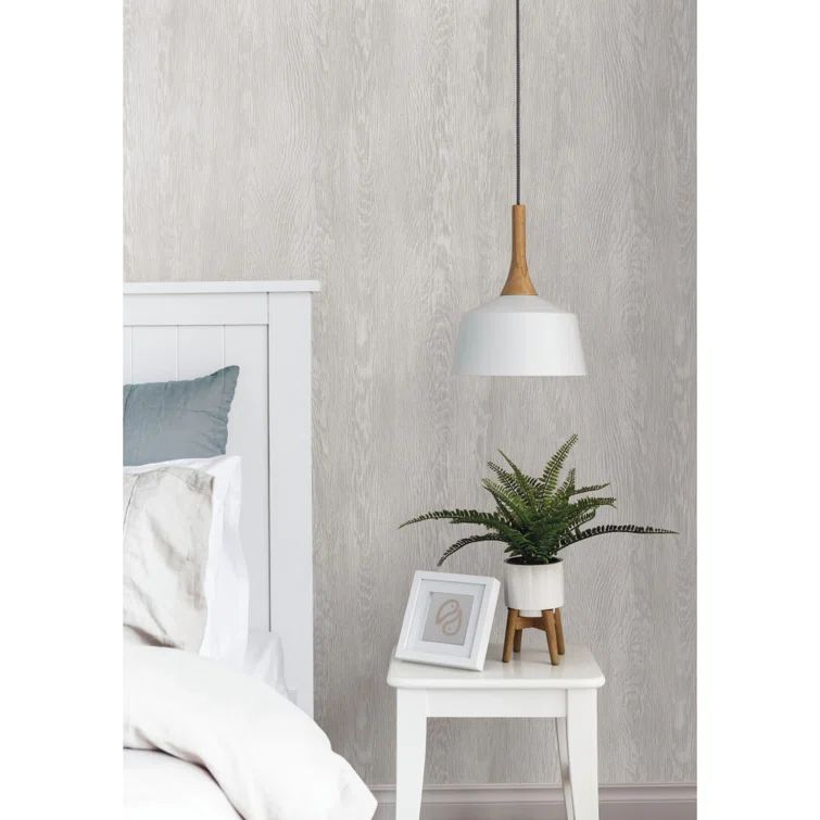 Gray Vinyl-Coated Wood and Brick Wallpaper Roll