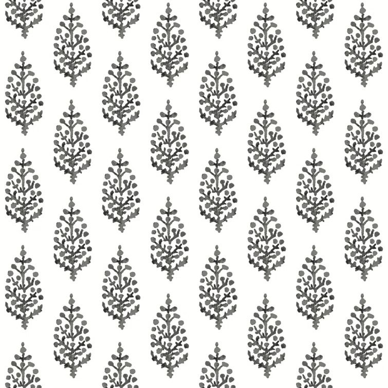 Black and White Vinyl-Coated Paisley Wallpaper Roll
