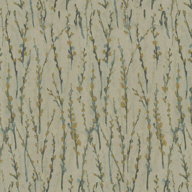 Capri Beige and Blue Polyester Blend Upholstery Fabric
