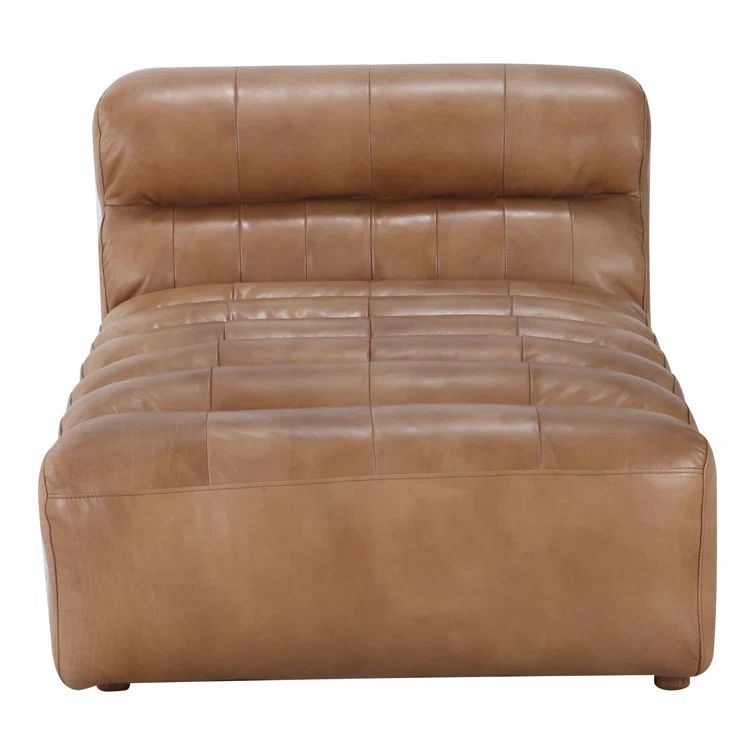 Ramsay 144" Brown Leather Slipper Sofa with Wood Frame