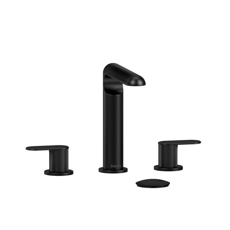 Ciclo Modern 7.63" High Black & Chrome Widespread Bathroom Faucet