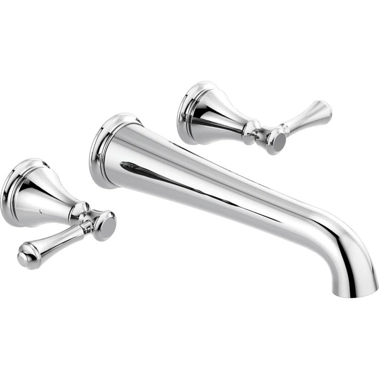 Chrome Wall Mounted Double Handle Tub Faucet