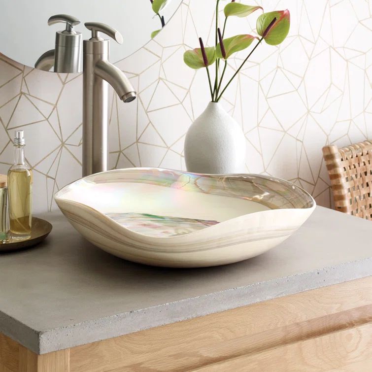 Abalone Hand Spun Murano Glass Vessel Sink
