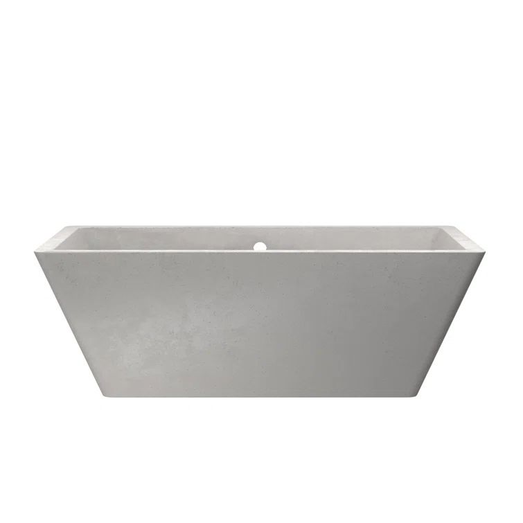 Ash Gray 66" Freestanding Concrete Soaking Bathtub