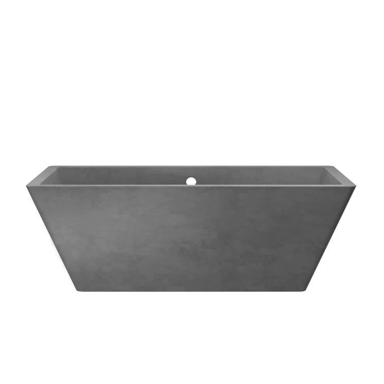 NativeStone 66" Slate Freestanding Concrete Soaking Bathtub