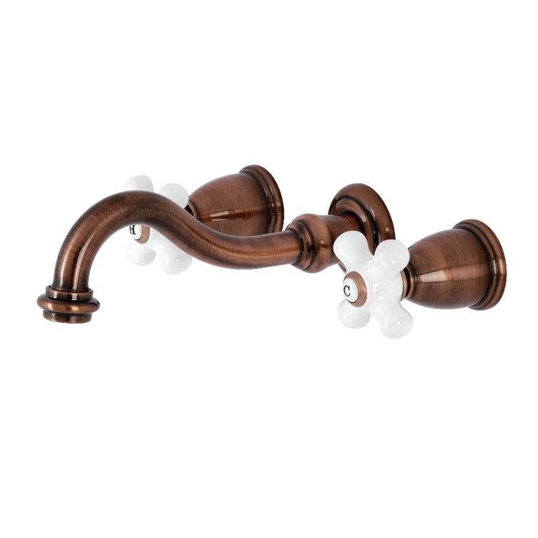 Antique Copper Elegance Wall-Mounted Bathroom Faucet