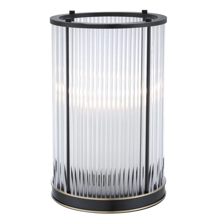 Mayson Bronze Highlight Medium Art Deco Glass Hurricane