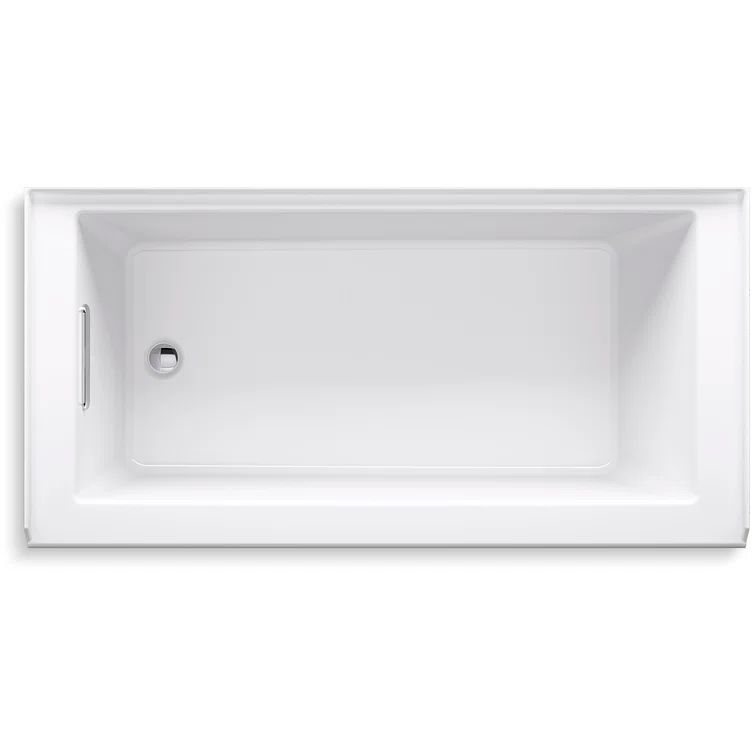 White Acrylic Alcove Bathtub with Integral Apron