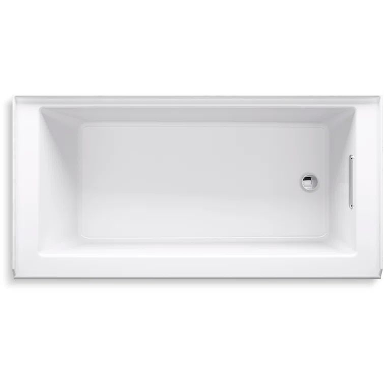 White Acrylic 60" Alcove Bath with Right-Hand Drain