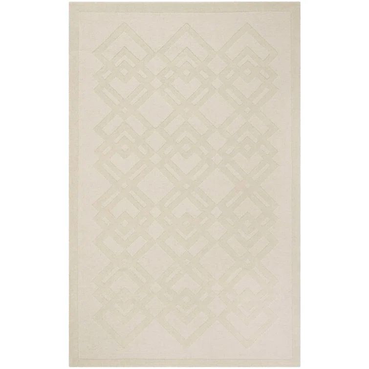 Ivory Diamond Braided Handmade Wool 5' x 8' Area Rug