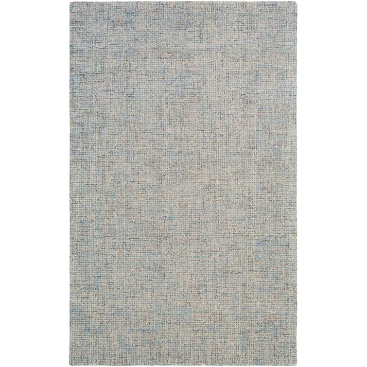 Hand-Tufted Artisan Blue Wool Rectangular Rug 2'x3'