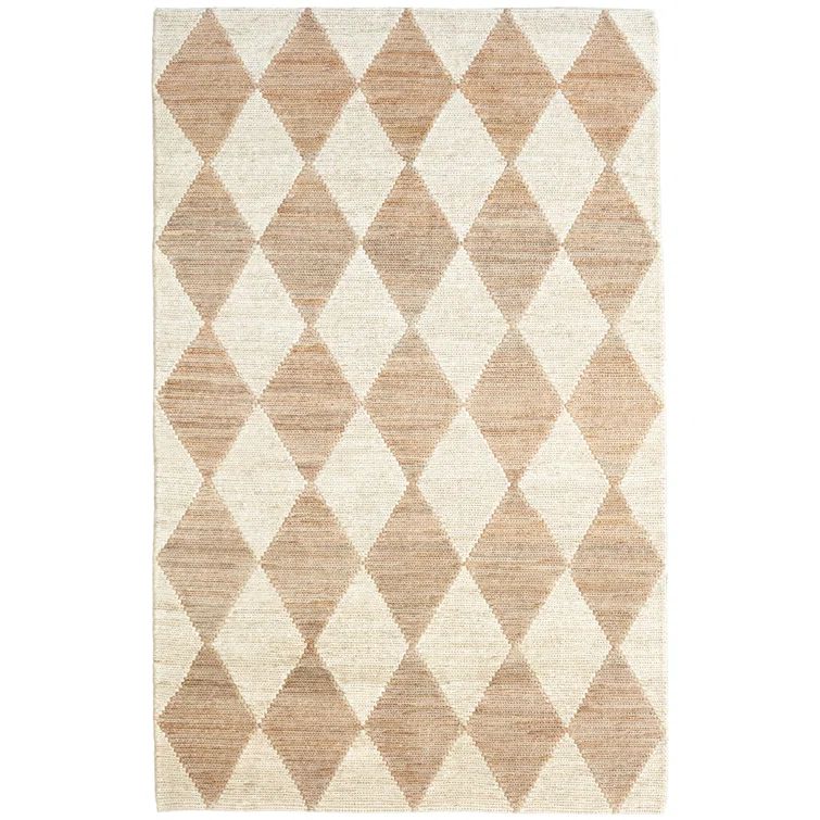 Handmade Beige and Brown Cotton Diamond Pattern 8' x 10' Rug