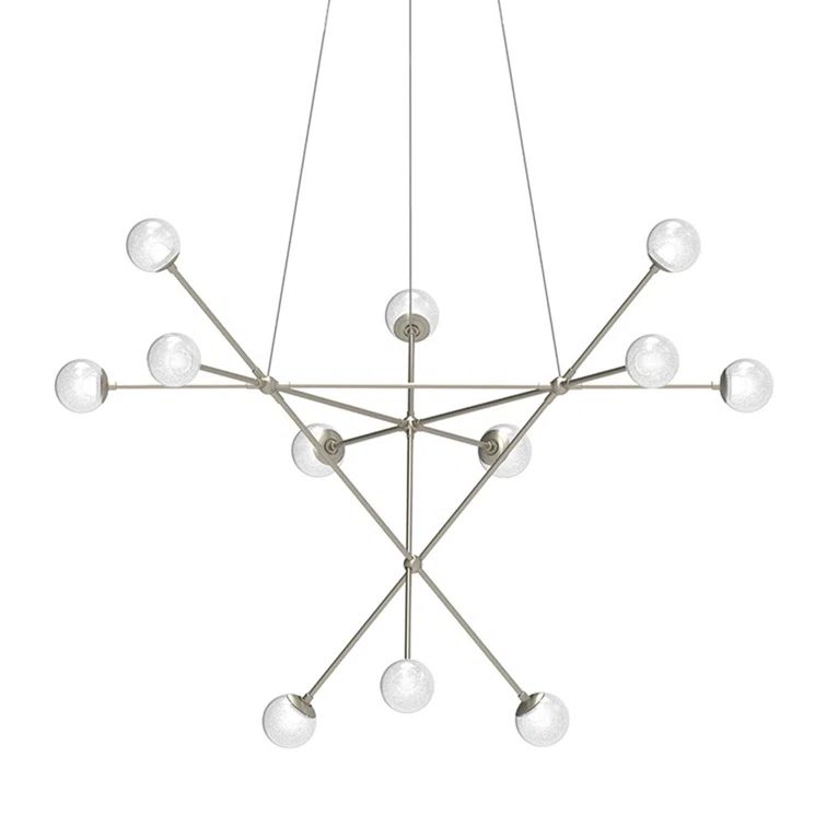 Satin Nickel 40" LED Glass Globe Pendant Light