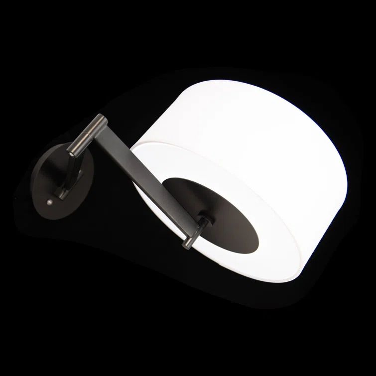Black LED Swing Arm Wall Sconce with White Shade