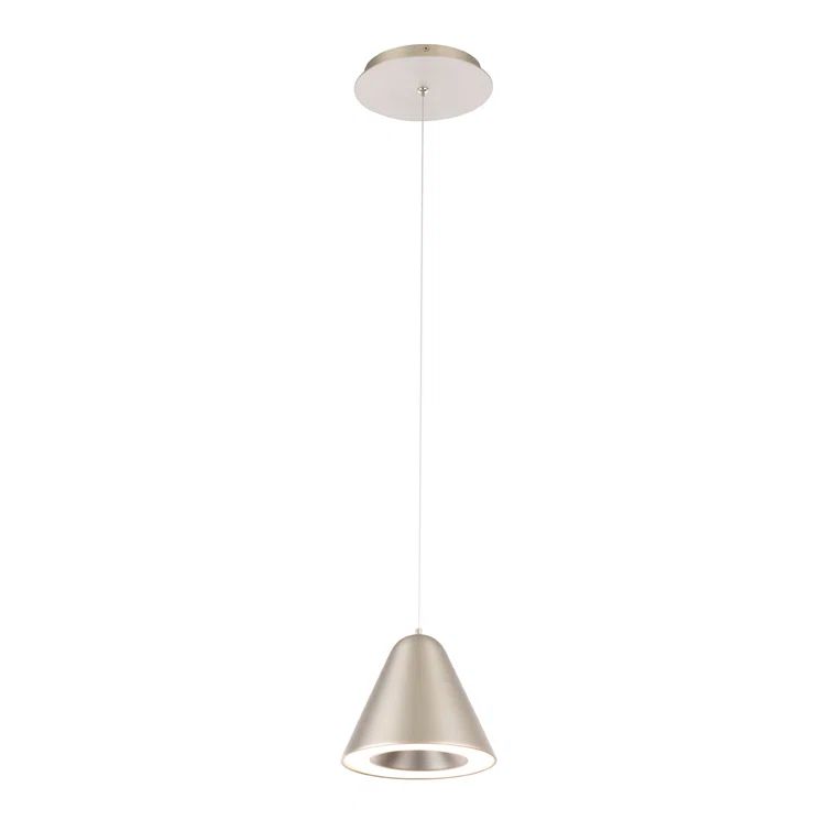 Mini Satin Nickel Glass LED Island Pendant Light