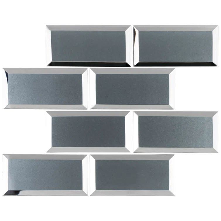 Gray 3" x 6" Glass Mosaic Wall Tile with Micro-Beveled Edges