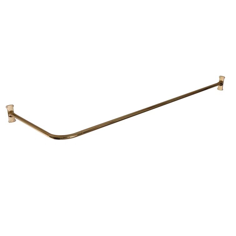 Polished Brass Wall Mounted L-Shaped Shower Curtain Rod