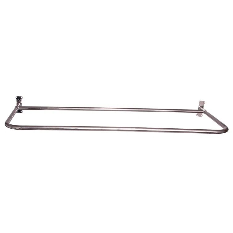 Polished Nickel D-Shaped Shower Curtain Rail with Brass Finish