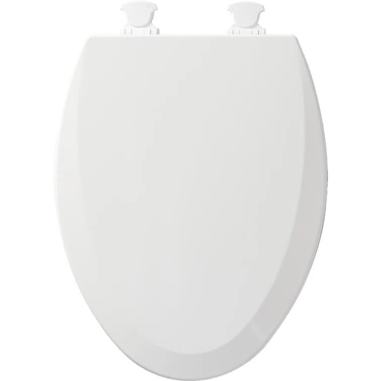 White Elongated Molded Wood Toilet Seat
