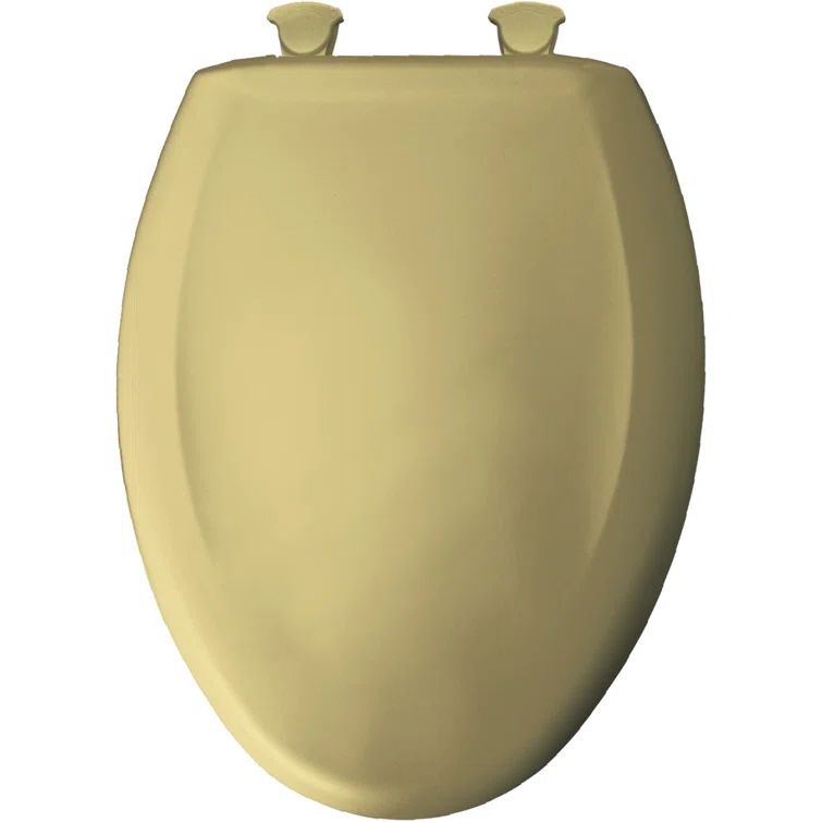 Harvest Gold Elongated Plastic Toilet Seat with Self-Closing Lid