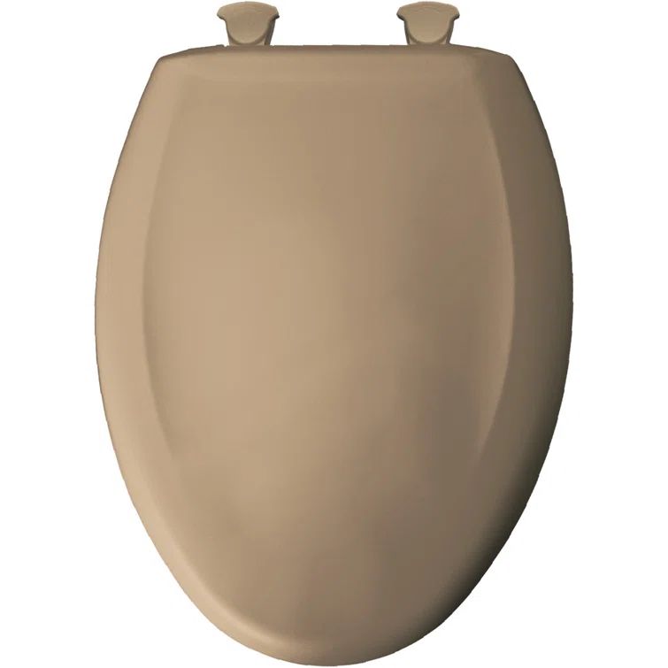 Sand Elongated Plastic Toilet Seat with Whisper-Close Lid
