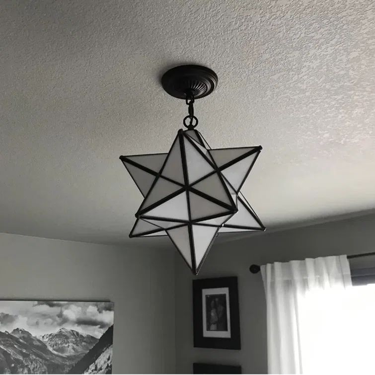 12" Brown and Glass Moravian Star Pendant Light