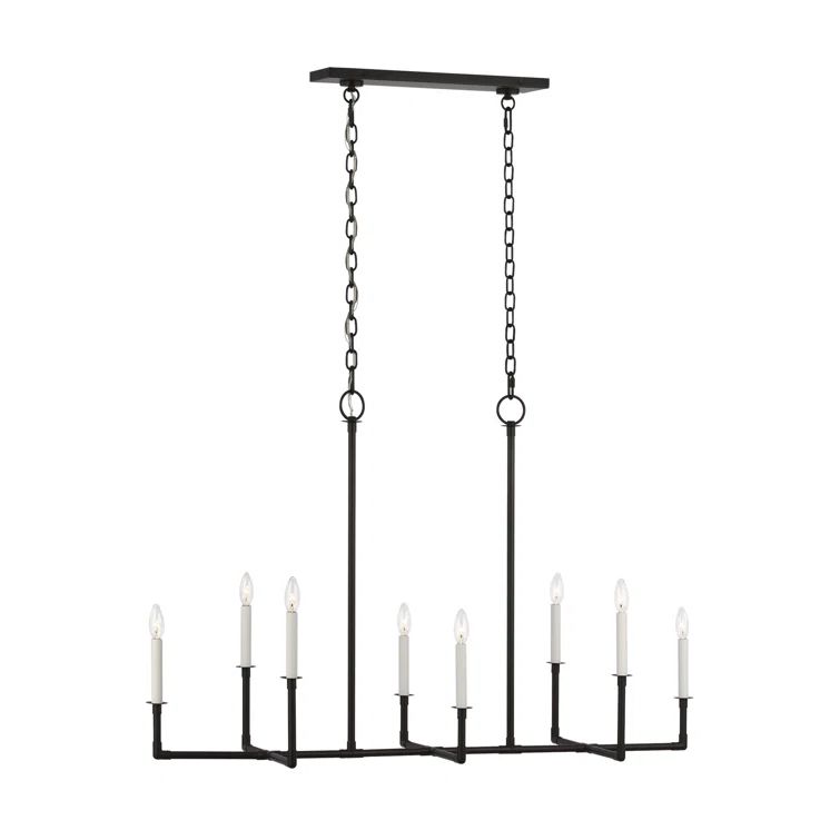 Bayview Aged Iron 8-Light Modern Linear Candle Chandelier