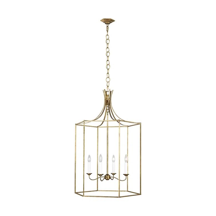 Antique Gild Bronze Drum Lantern Chandelier 27"x17"