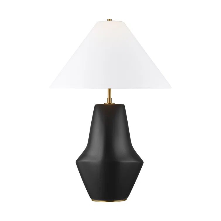 Black Ceramic Table Lamp with White Shade