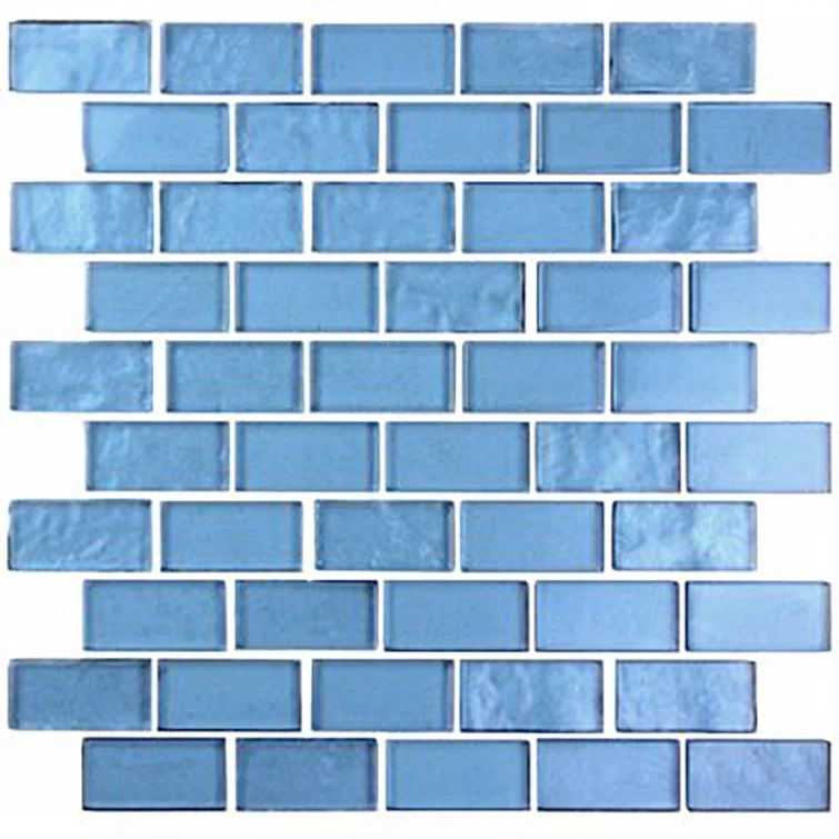 Landscape Danube Blue Glossy Glass Mosaic Tile