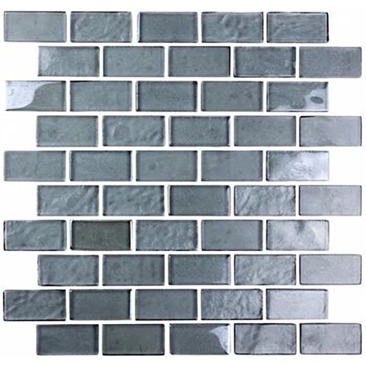 Landscape Gray Glossy Glass Mosaic Tile for Kitchens and Bathrooms