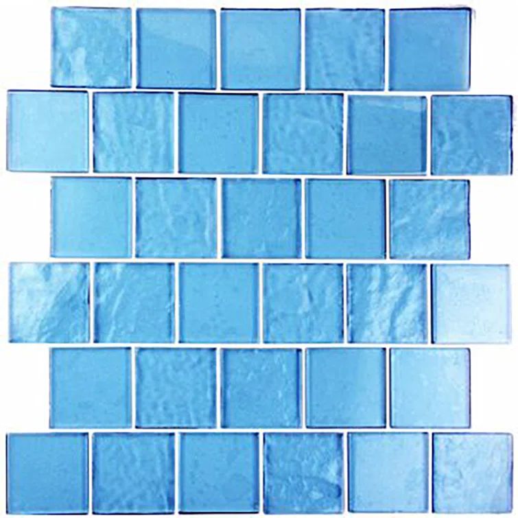 Landscape Blue Glossy Glass Mosaic Tile for Walls and Backsplashes