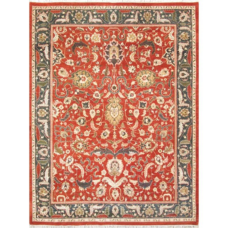 Rust Red Traditional Hand-Knotted 8' x 10' Wool Area Rug
