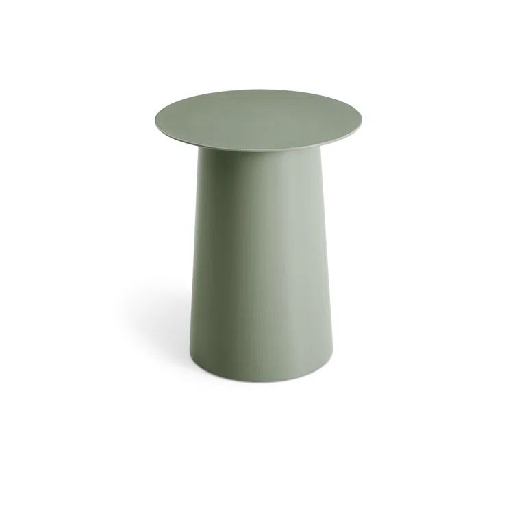 Gray Green Metal Tall Side Table, 21" Height