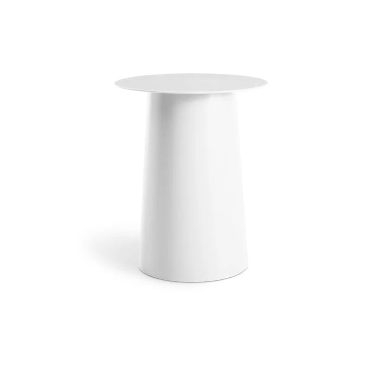White Metal Tall Minimalist Side Table, 21" Height