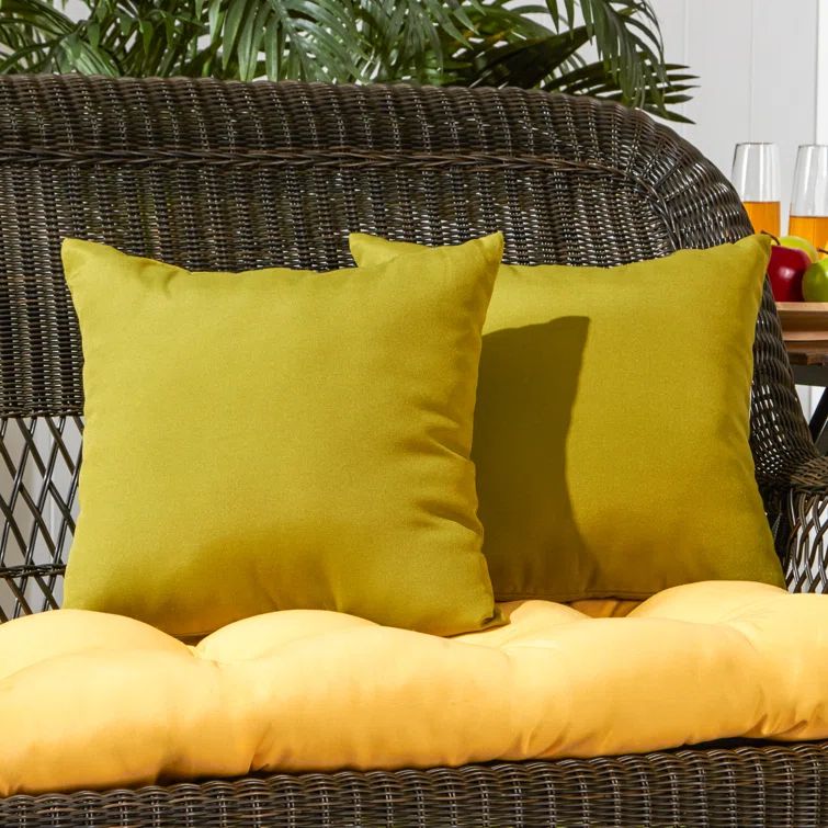 Kiwi Green 17" Square Outdoor Throw Pillow Set