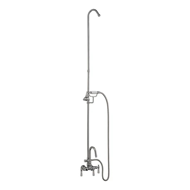 Polished Chrome Wall Mounted Clawfoot Tub Faucet with Handshower