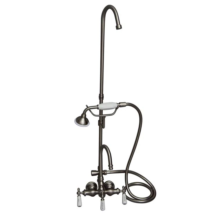 Brushed Nickel Wall Mounted Brass Faucet with Handshower